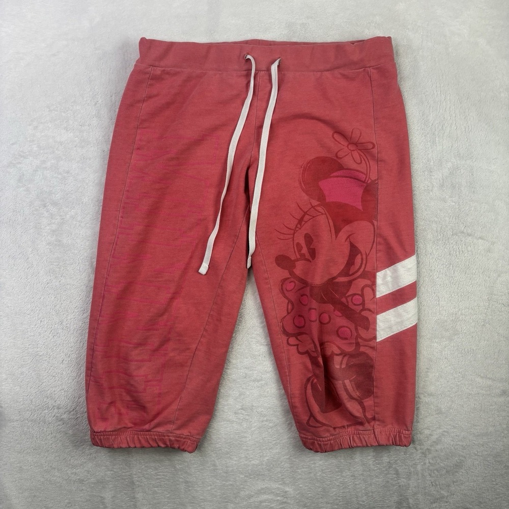 Disney Parks Minnie Mouse Pink Fleece Sweat Shorts Activewear Women's Medium